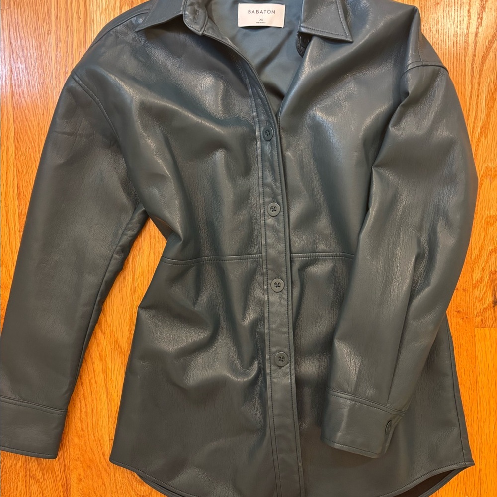 Aritzia Leather Shirt Jacket